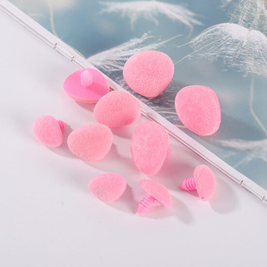 Black Flocked Triangle Plastic Noses with Screws – Toy Nose Parts for Teddy Bears