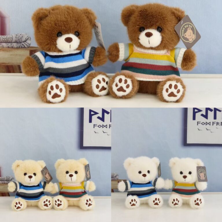 Plush teddy bear with bowtie – soft hugging toy for girls and sleeping companion