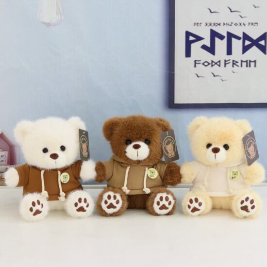 Plush teddy bear with bowtie – soft hugging toy for girls and sleeping companion