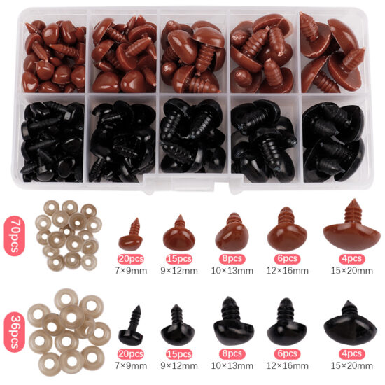 Plastic Safety Eyes and Triangle Noses in Box – DIY Toy Making Kit