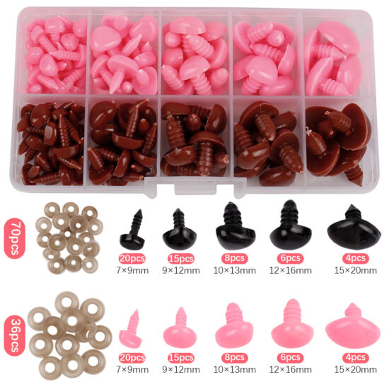 Plastic Safety Eyes and Triangle Noses in Box – DIY Toy Making Kit