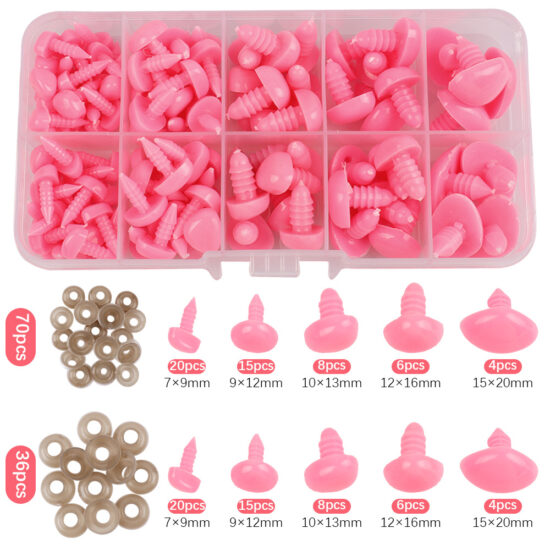 Plastic Safety Eyes and Triangle Noses in Box – DIY Toy Making Kit
