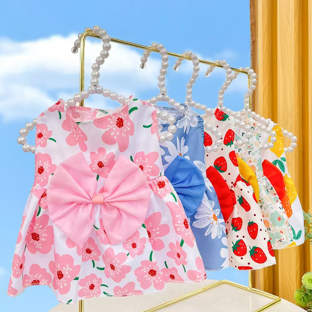 Spring and Summer Pet Dress for Small Dogs and Cats – Lightweight Outfit for French Bulldogs, Pomeranians, and Ragdoll Cats