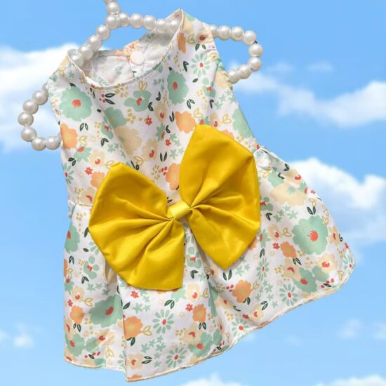 Spring and Summer Pet Dress for Small Dogs and Cats – Lightweight Outfit for French Bulldogs, Pomeranians, and Ragdoll Cats