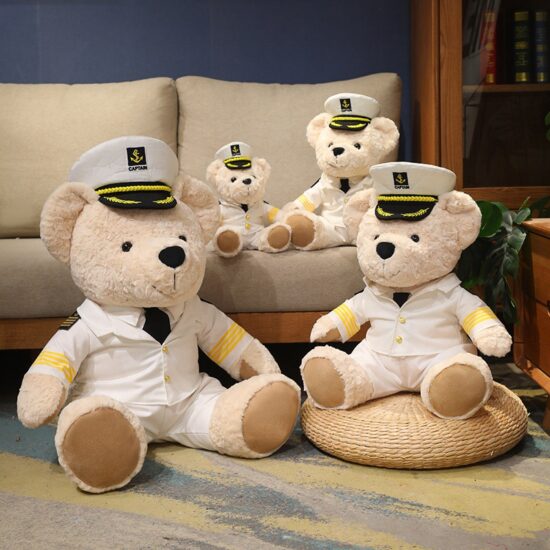 Captain teddy bear plush toy in navy uniform – cute children’s gift