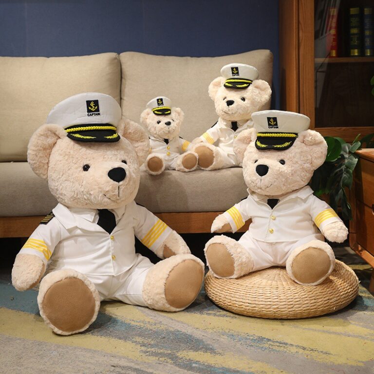 Captain teddy bear plush toy in navy uniform – cute children’s gift
