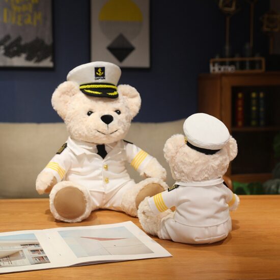 Captain teddy bear plush toy in navy uniform – cute children’s gift