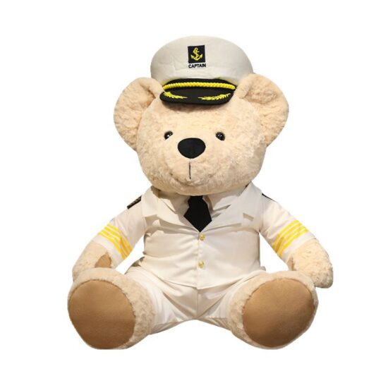 Captain teddy bear plush toy in navy uniform – cute children’s gift