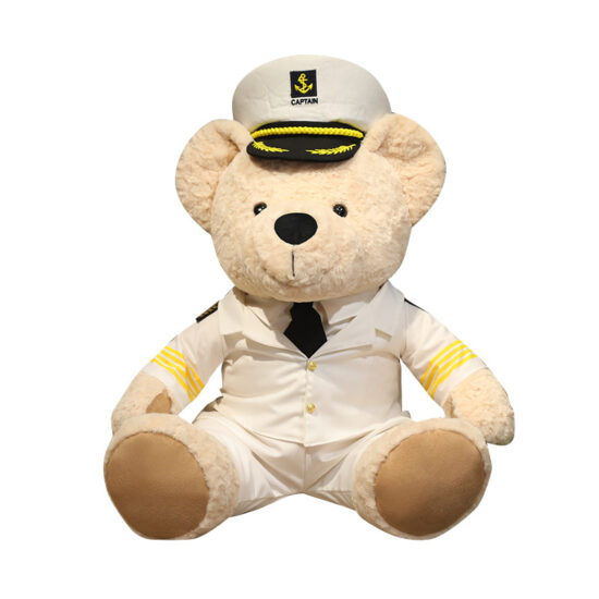 Captain teddy bear plush toy in navy uniform – cute children’s gift