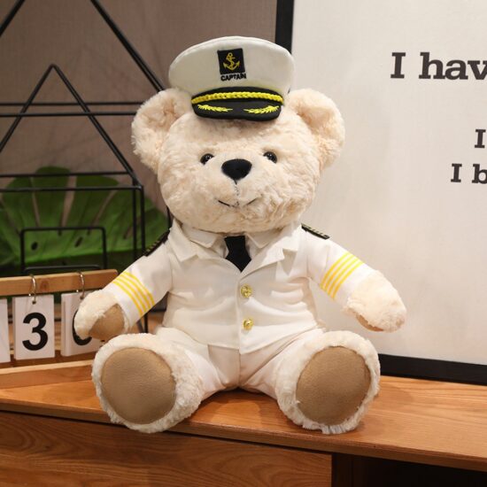 Captain teddy bear plush toy in navy uniform – cute children’s gift