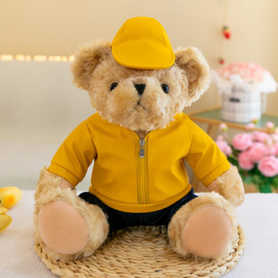 Custom car brand teddy bear plush toy with branded T-shirt or hoodie, ideal 4S dealership gift