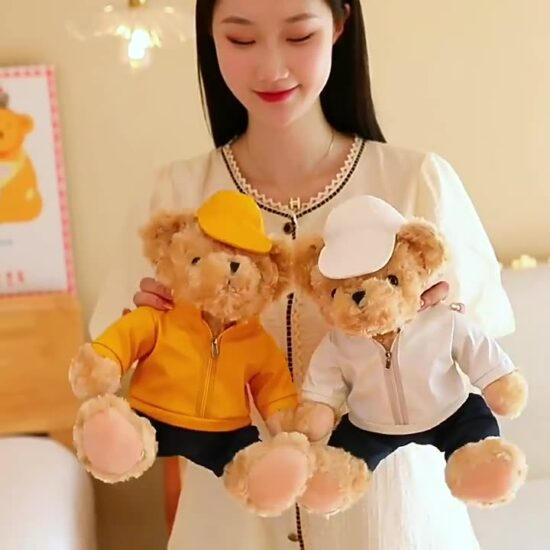 Custom car brand teddy bear plush toy with branded T-shirt or hoodie, ideal 4S dealership gift