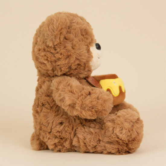 Cartoon Teddy Bear Holding Honey Jar – Cute Plush Toy for Kids and Girls