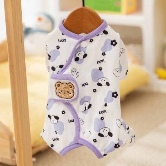 Four-legged cloud print pet recovery jumpsuit – post-surgery suit for dogs and cats