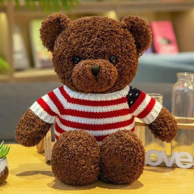 Colorful teddy bear plush toy with hoodie – soft stuffed doll for kids and gifts