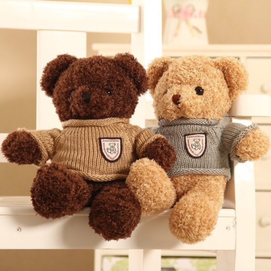 Colorful teddy bear plush toy with hoodie – soft stuffed doll for kids and gifts