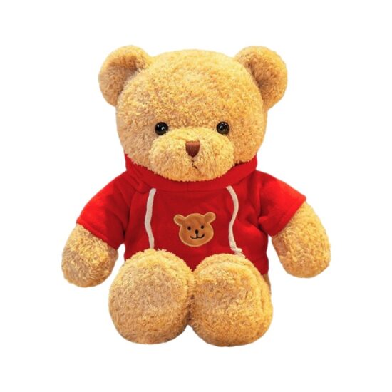 Colorful teddy bear plush toy with hoodie – soft stuffed doll for kids and gifts