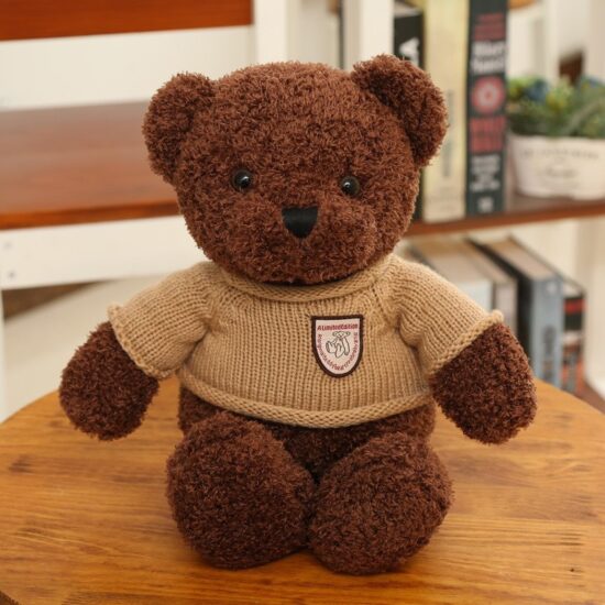 Colorful teddy bear plush toy with hoodie – soft stuffed doll for kids and gifts