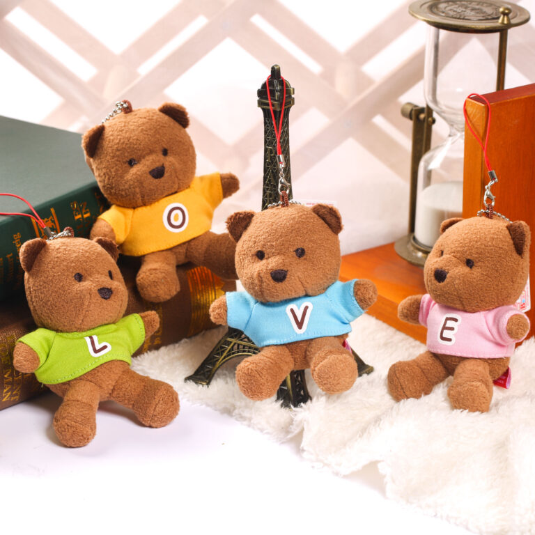 Custom Plush Teddy Bear Keychain with Chinese Surname and Logo Printing