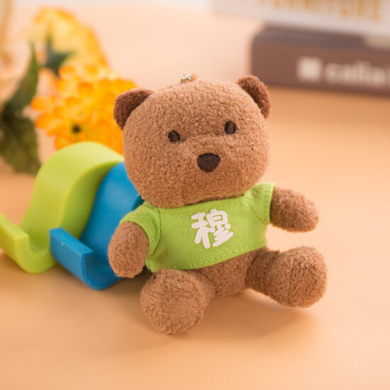 Custom Plush Teddy Bear Keychain with Chinese Surname and Logo Printing
