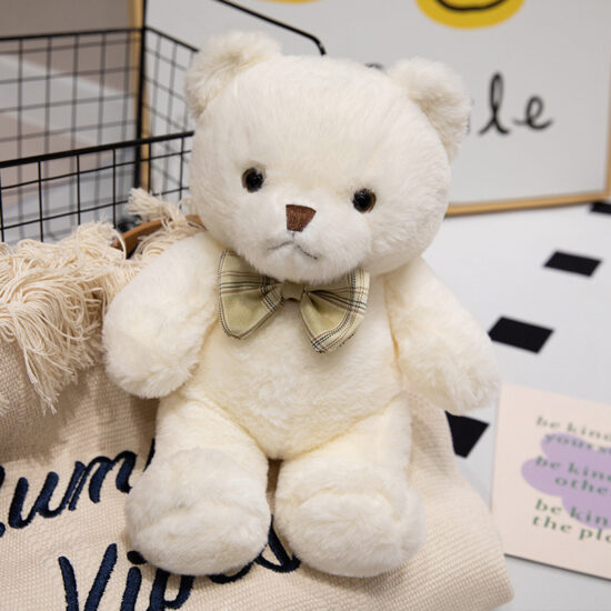 Soft Plush Bow-Tie Teddy Bear Toy – Cute Stuffed Animal Doll for Girls