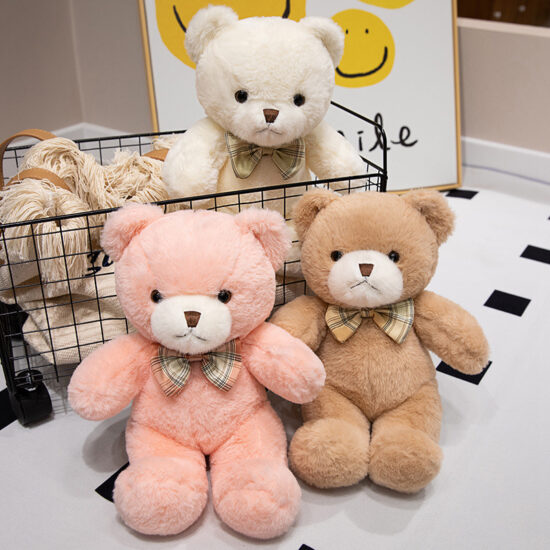 Soft Plush Bow-Tie Teddy Bear Toy – Cute Stuffed Animal Doll for Girls