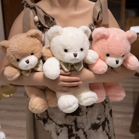 Soft Plush Bow-Tie Teddy Bear Toy – Cute Stuffed Animal Doll for Girls