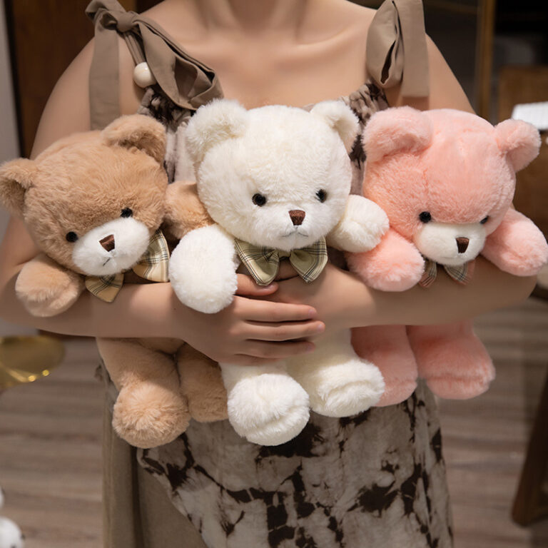 Soft Plush Bow-Tie Teddy Bear Toy – Cute Stuffed Animal Doll for Girls