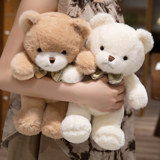 Soft Plush Bow-Tie Teddy Bear Toy – Cute Stuffed Animal Doll for Girls
