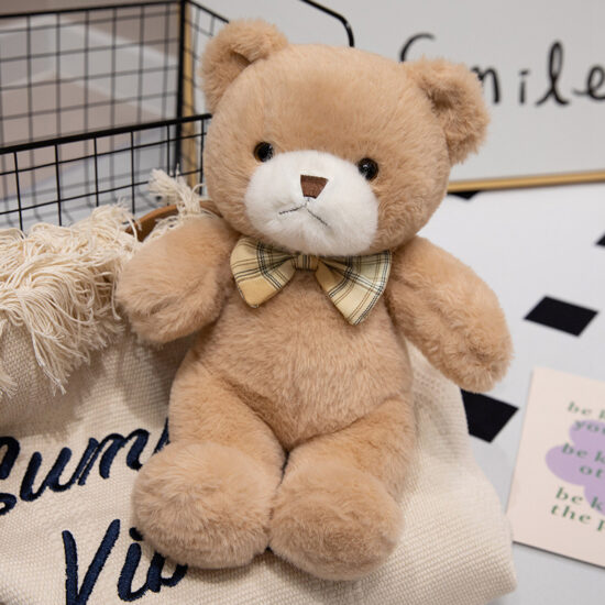 Soft Plush Bow-Tie Teddy Bear Toy – Cute Stuffed Animal Doll for Girls