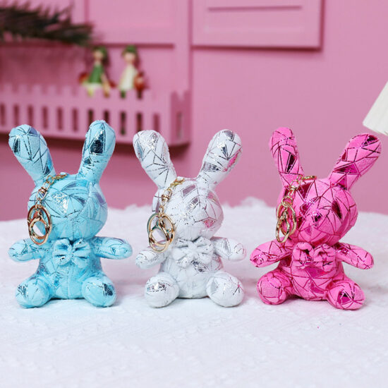 Candy-themed bunny and bear plush toy keychains for Valentine's Day and birthday gifts