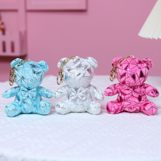 Candy-themed bunny and bear plush toy keychains for Valentine's Day and birthday gifts