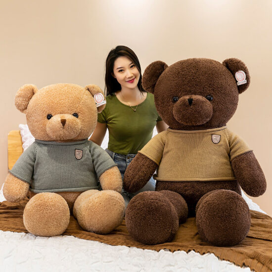 Cute Couple Teddy Bear Plush Toys – Large Sweater Bear Hug Pillow for Gifts