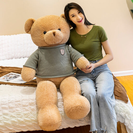 Cute Couple Teddy Bear Plush Toys – Large Sweater Bear Hug Pillow for Gifts