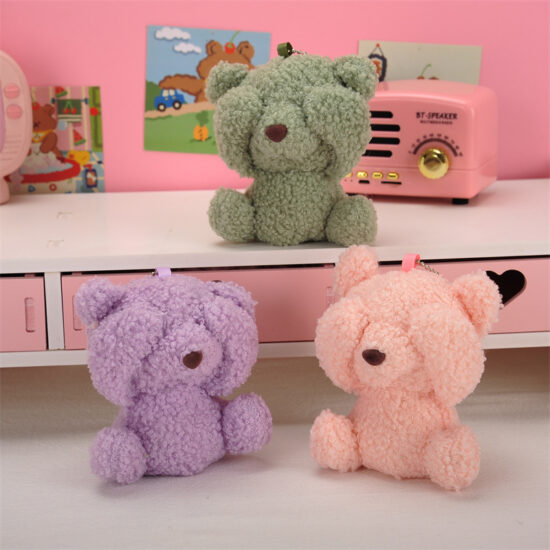 Cute Face-Covering Teddy Bear Plush Toy Keychain – Mini Soft Bear for Bag or Gift