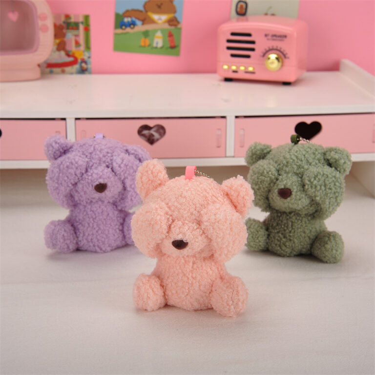 Cute Face-Covering Teddy Bear Plush Toy Keychain – Mini Soft Bear for Bag or Gift