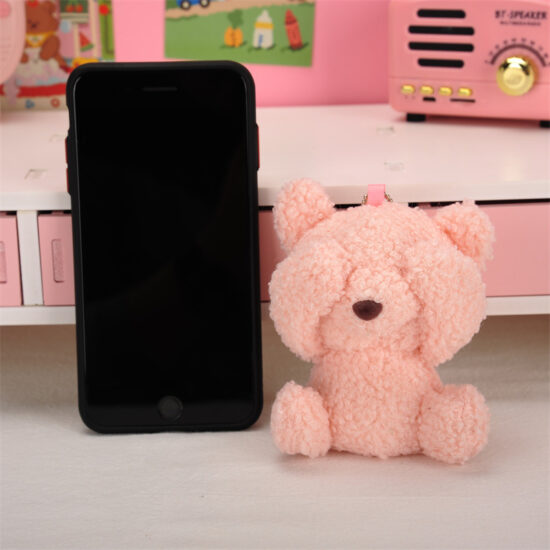 Cute Face-Covering Teddy Bear Plush Toy Keychain – Mini Soft Bear for Bag or Gift