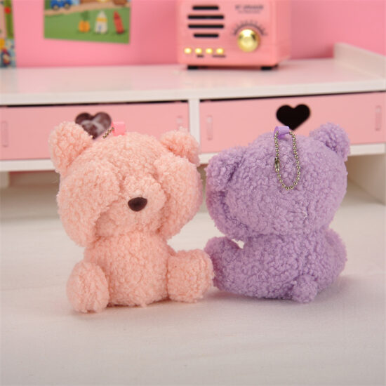 Cute Face-Covering Teddy Bear Plush Toy Keychain – Mini Soft Bear for Bag or Gift
