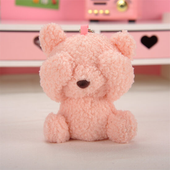 Cute Face-Covering Teddy Bear Plush Toy Keychain – Mini Soft Bear for Bag or Gift
