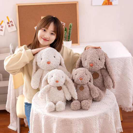 Cute plush bunny toy with floppy ears and a sweet expression, perfect gift for kids or Valentine's Day