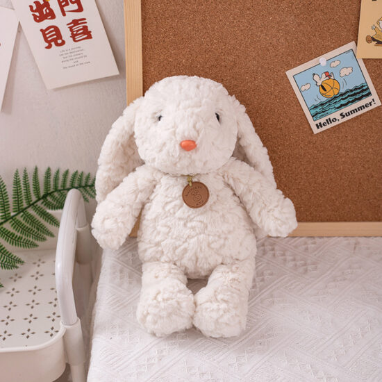 Cute plush bunny toy with floppy ears and a sweet expression, perfect gift for kids or Valentine's Day