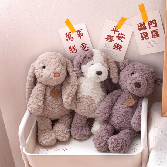 Cute plush bunny toy with floppy ears and a sweet expression, perfect gift for kids or Valentine's Day