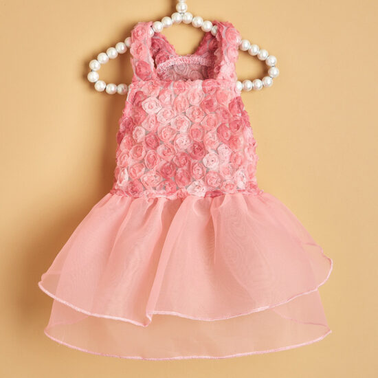 All-season cute mesh dog dress for small pets with tulle skirt and straps