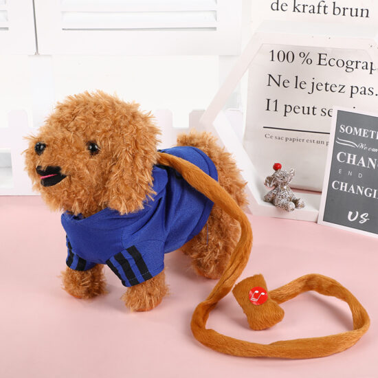 Cute Electric Plush Teddy Dog Toy with Leash – Singing & Walking Battery Puppy