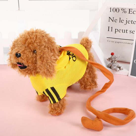 Cute Electric Plush Teddy Dog Toy with Leash – Singing & Walking Battery Puppy