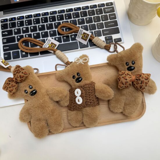 Fashion Plush Dressed Teddy Bear Keychains – Squeaky Couple Bag Charms