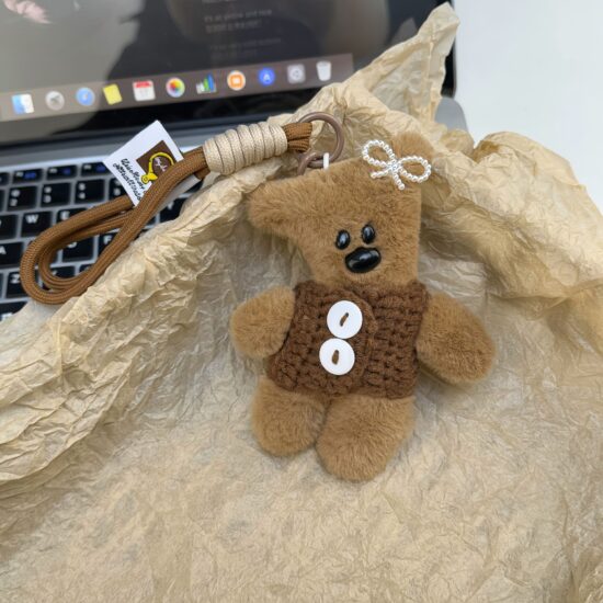 Fashion Plush Dressed Teddy Bear Keychains – Squeaky Couple Bag Charms