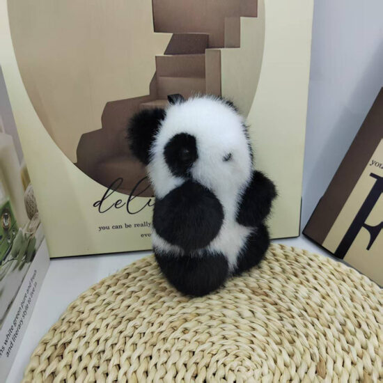 Faux Mink Fur Mini Panda Plush Keychain – Cute Bag Pendant Toy for Girls