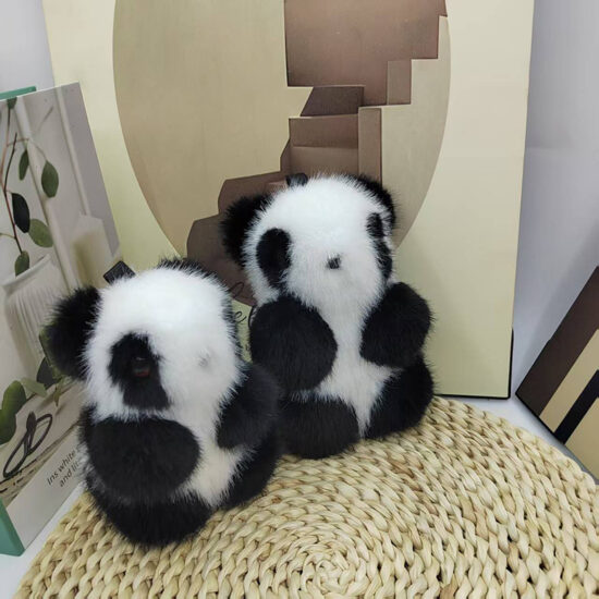 Faux Mink Fur Mini Panda Plush Keychain – Cute Bag Pendant Toy for Girls