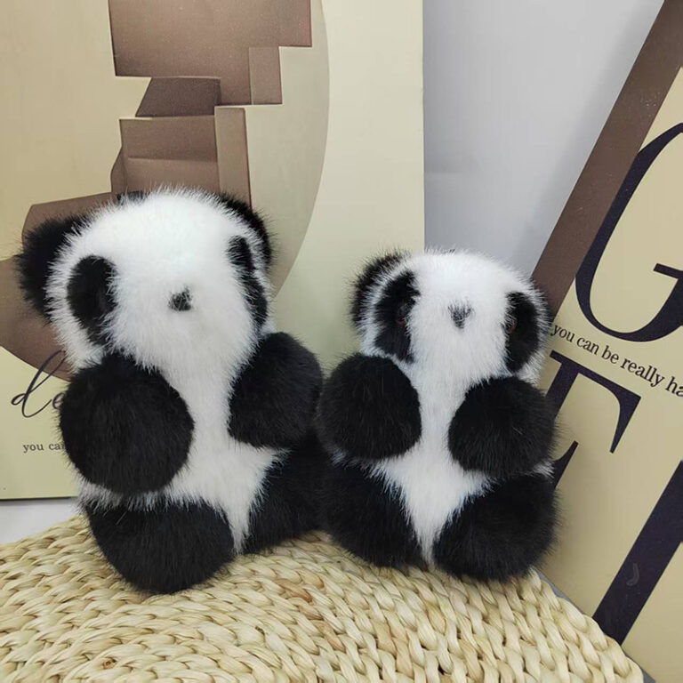 Faux Mink Fur Mini Panda Plush Keychain – Cute Bag Pendant Toy for Girls
